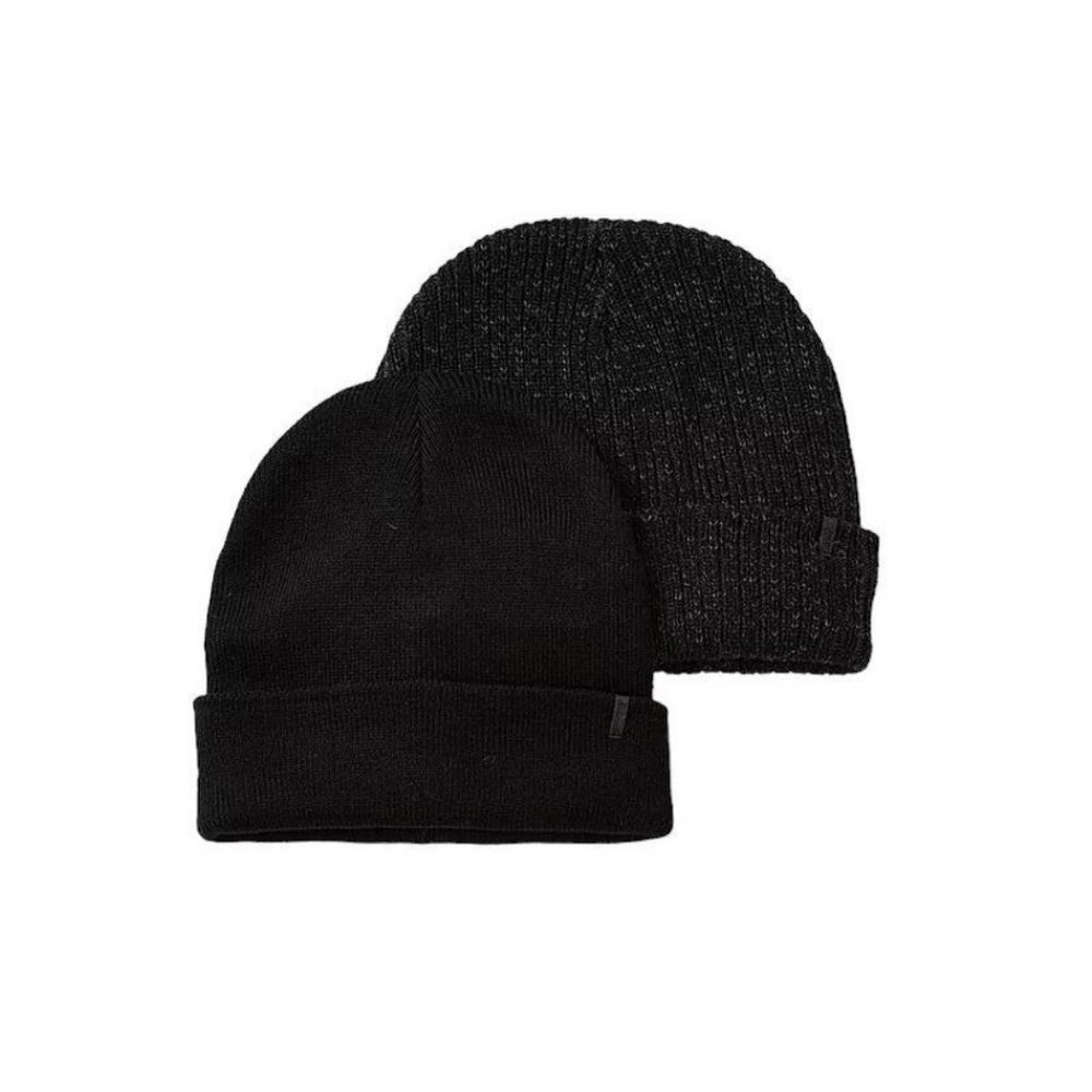 NEW‎ Levi's Men  2 - Pack Cotton Beanies Set Black